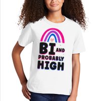 Bisexual Bi Pride Flag Bi And Probably High Kids T-Shirt