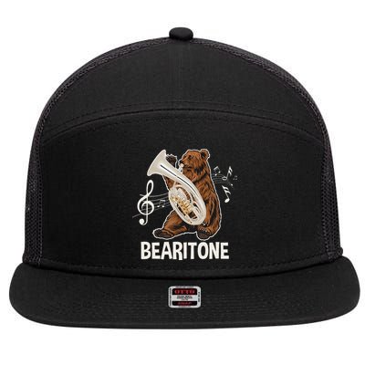 Bearitone Baritone Player Euphonium Lover Marching Band 7 Panel Mesh Trucker Snapback Hat