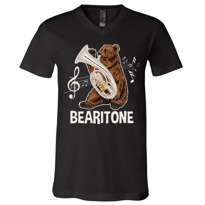 Bearitone Baritone Player Euphonium Lover Marching Band V-Neck T-Shirt