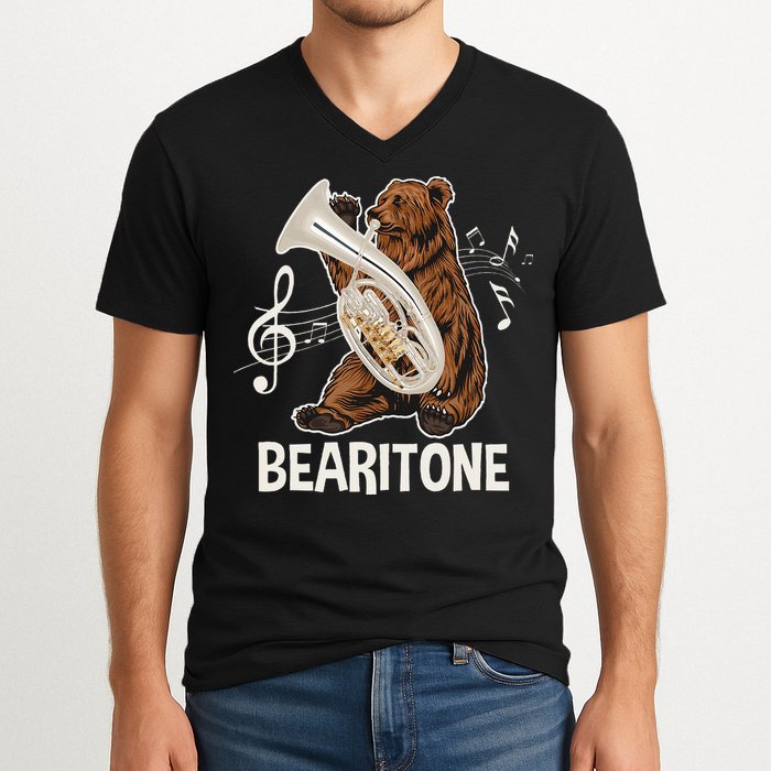 Bearitone Baritone Player Euphonium Lover Marching Band V-Neck T-Shirt