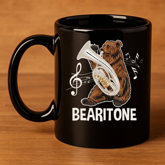 Bearitone Baritone Player Euphonium Lover Marching Band 11oz C Handle Ceramic Mug