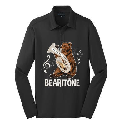 Bearitone Baritone Player Euphonium Lover Marching Band Silk Touch Performance Long Sleeve Polo