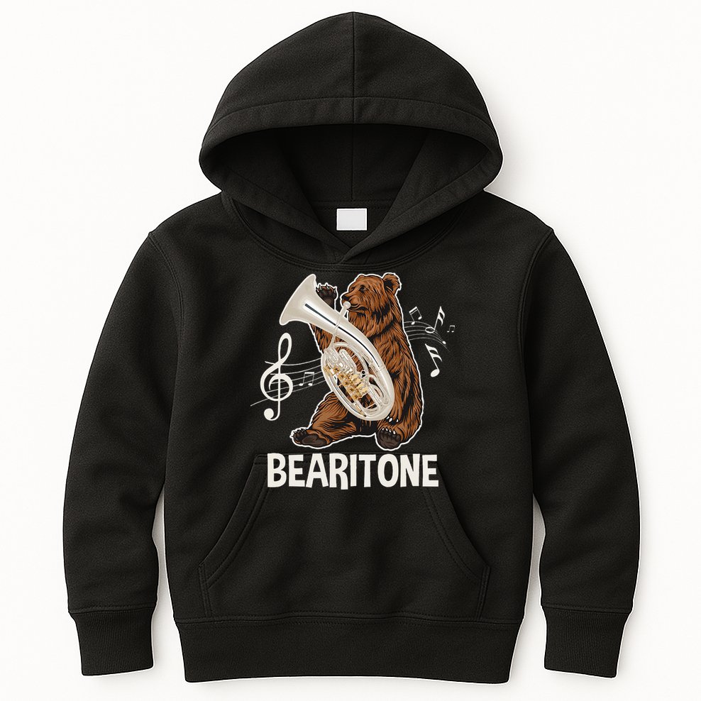 Bearitone Baritone Player Euphonium Lover Marching Band Kids Hoodie