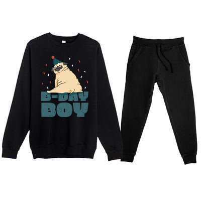 Birthday Boy Pug Premium Crewneck Sweatsuit Set