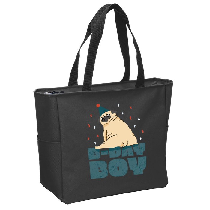 Birthday Boy Pug Zip Tote Bag