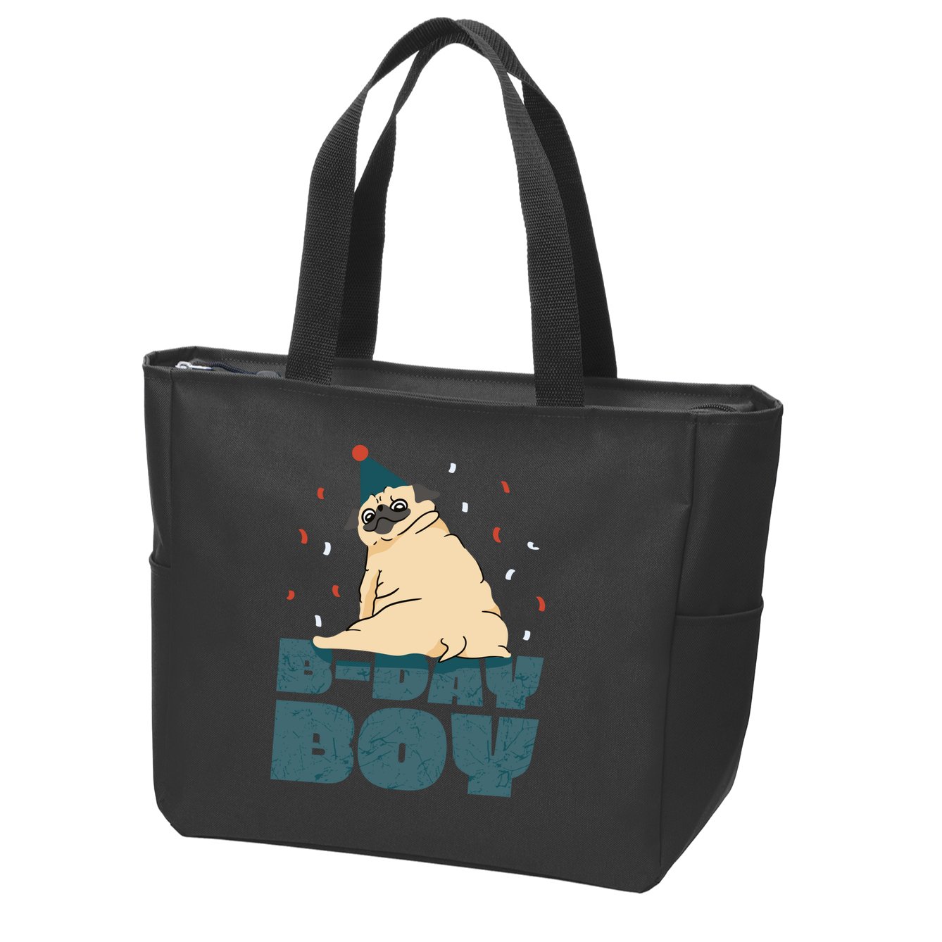 Birthday Boy Pug Zip Tote Bag