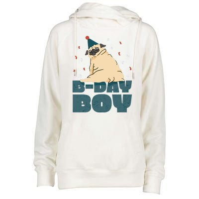 Birthday Boy Pug Womens Funnel Neck Pullover Hood