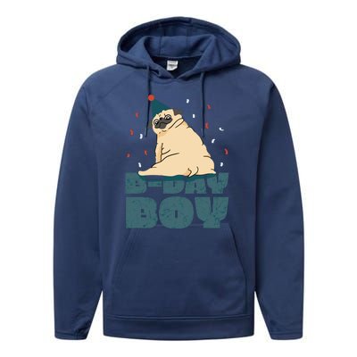 Birthday Boy Pug Performance Fleece Hoodie