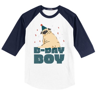 Birthday Boy Pug Baseball Sleeve Shirt