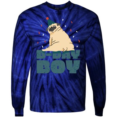 Birthday Boy Pug Tie-Dye Long Sleeve Shirt