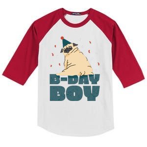 Birthday Boy Pug Kids Colorblock Raglan Jersey