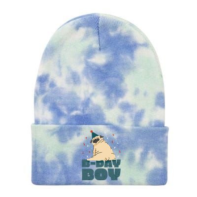 Birthday Boy Pug Tie Dye 12in Knit Beanie