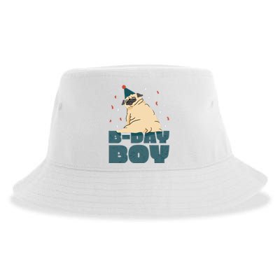 Birthday Boy Pug Sustainable Bucket Hat