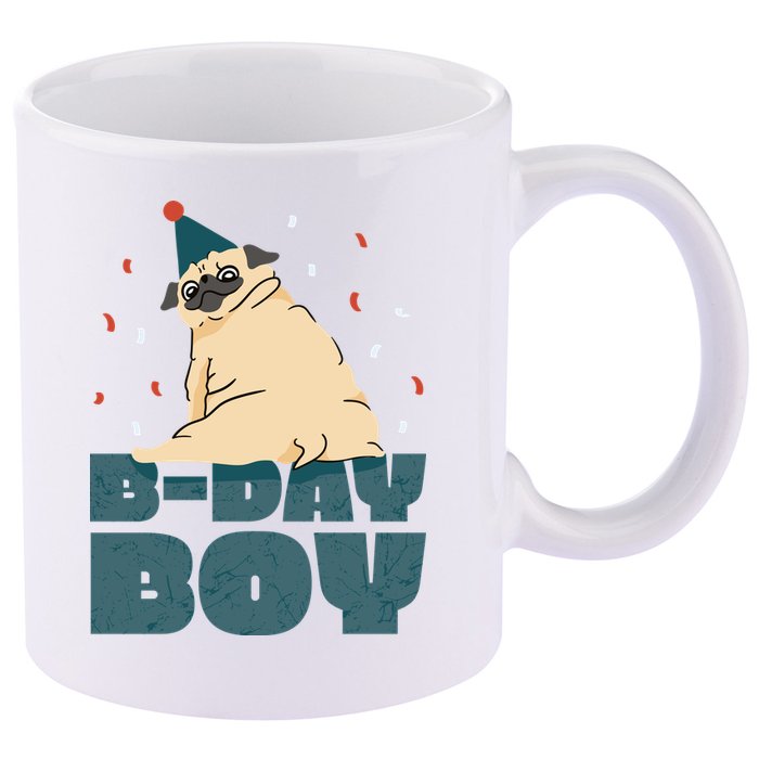 Birthday Boy Pug 11oz C Handle Ceramic Mug