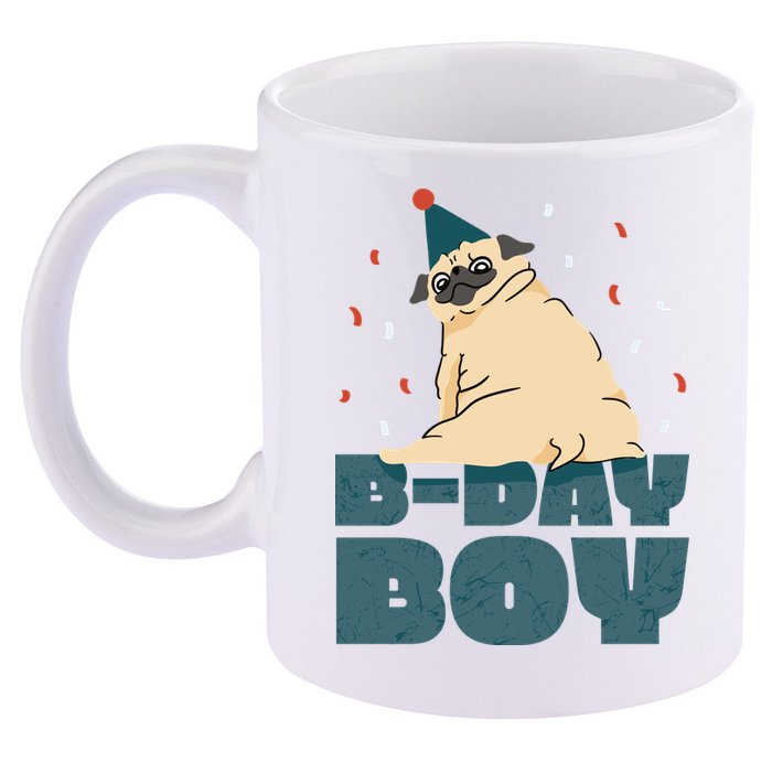 Birthday Boy Pug 11oz C Handle Ceramic Mug