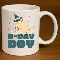 Birthday Boy Pug 11oz C Handle Ceramic Mug