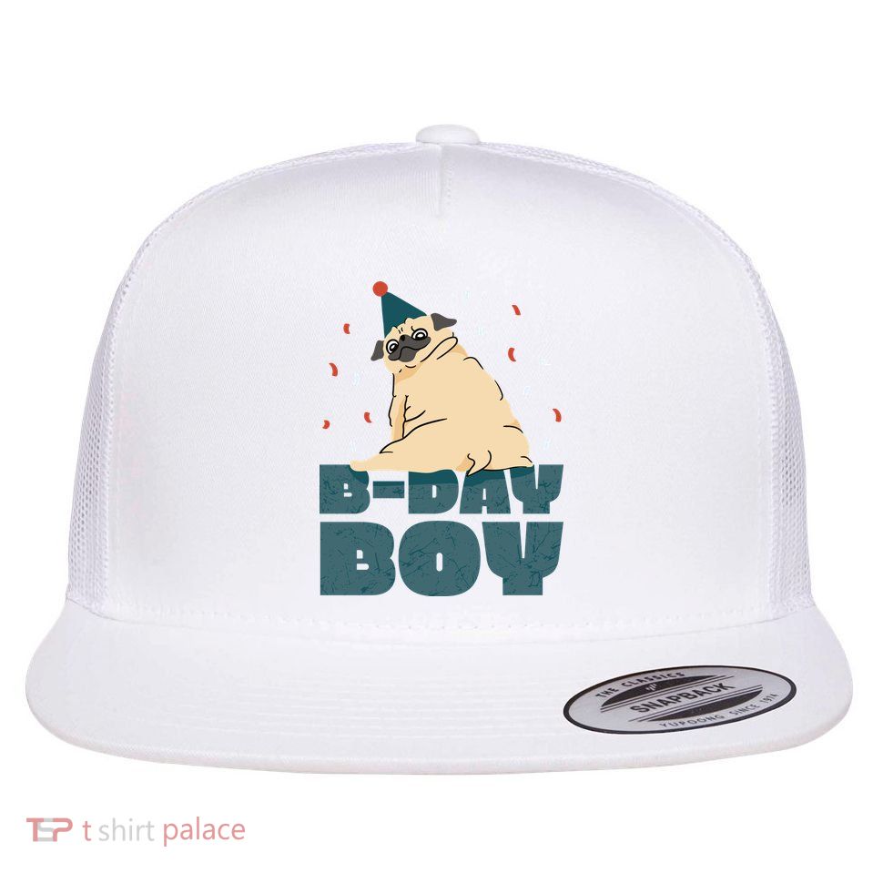 Birthday Boy Pug Flatbill Hat