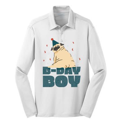 Birthday Boy Pug Silk Touch Performance Long Sleeve Polo