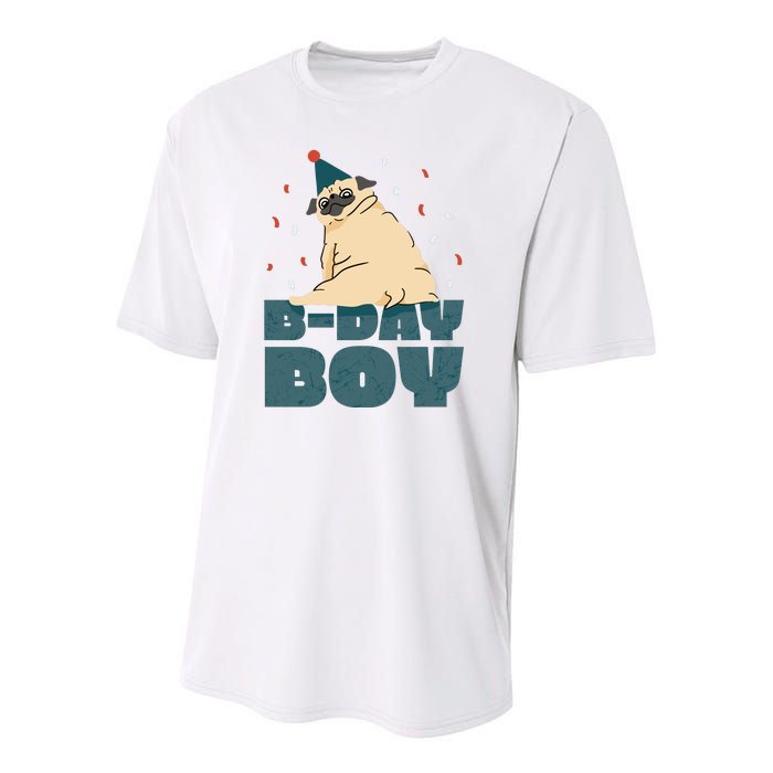 Birthday Boy Pug Youth Performance Sprint T-Shirt