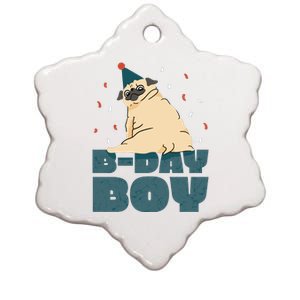 Birthday Boy Pug Ceramic Star Ornament