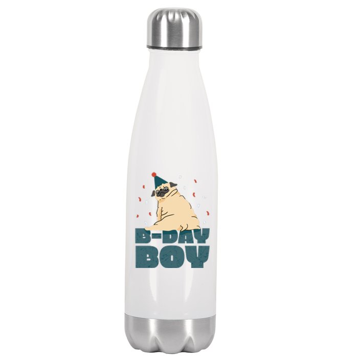 Birthday Boy Pug Stainless Steel Insulated Water Bottle