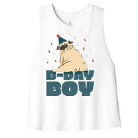 Birthday Boy Pug Women's Racerback Cropped Tank