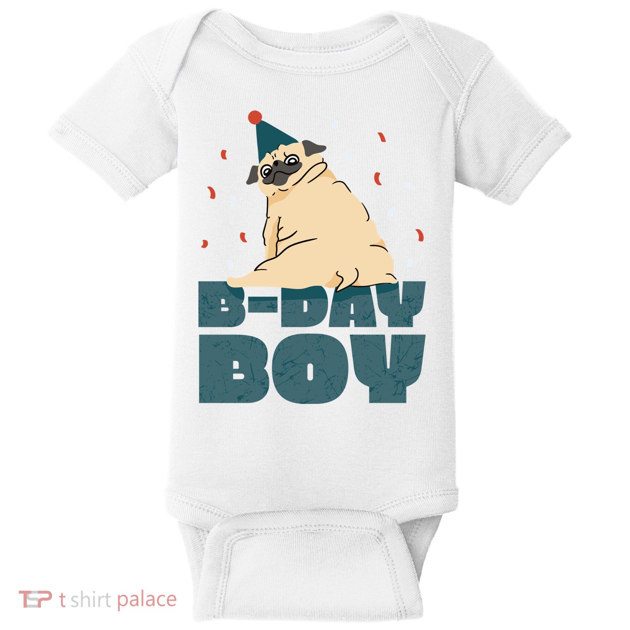 Birthday Boy Pug Baby Bodysuit