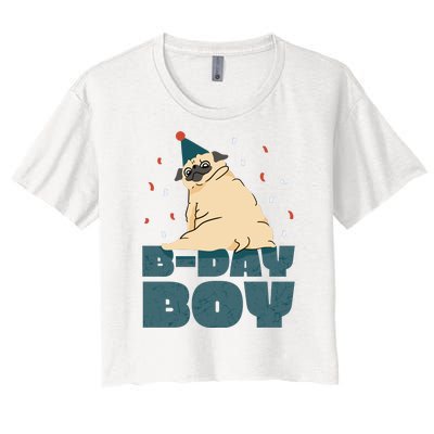 Birthday Boy Pug Women's Crop Top Tee