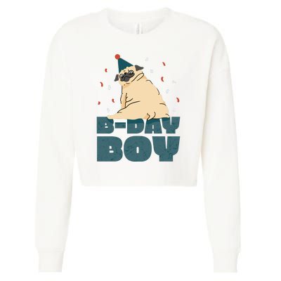 Birthday Boy Pug Cropped Pullover Crew