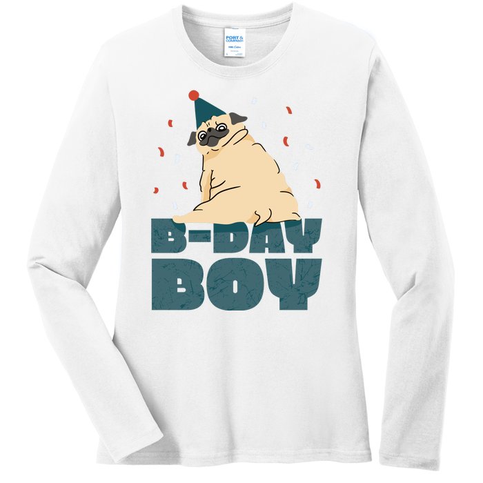 Birthday Boy Pug Ladies Long Sleeve Shirt