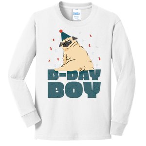 Birthday Boy Pug Kids Long Sleeve Shirt