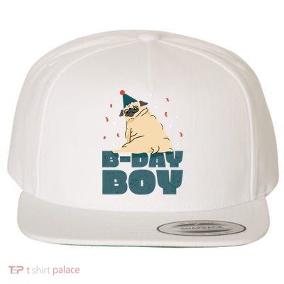 Birthday Boy Pug Wool Snapback Cap