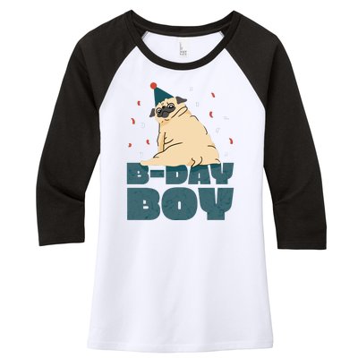 Birthday Boy Pug Women's Tri-Blend 3/4-Sleeve Raglan Shirt