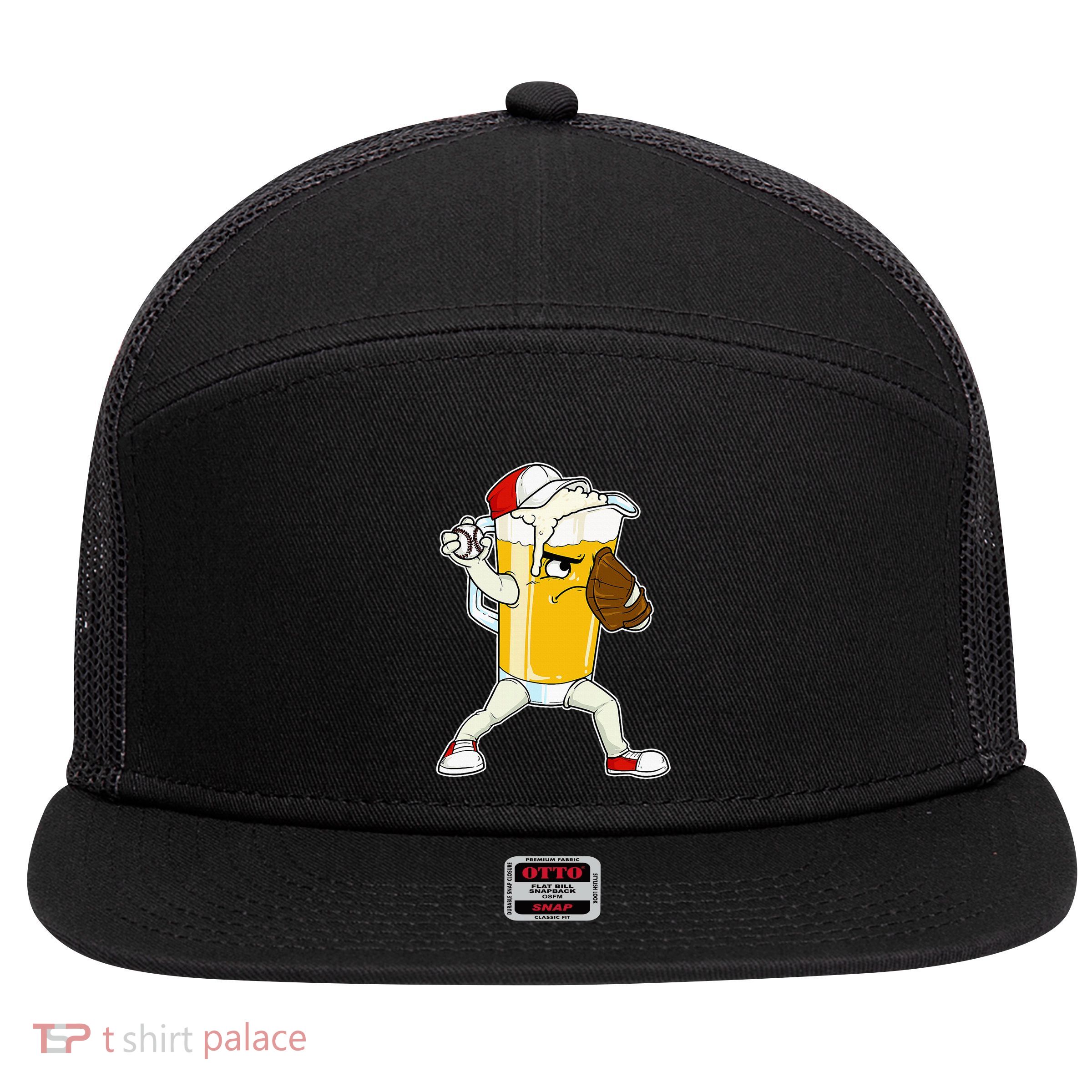 Beer Baseball Pitcher Pub 7 Panel Mesh Trucker Snapback Hat