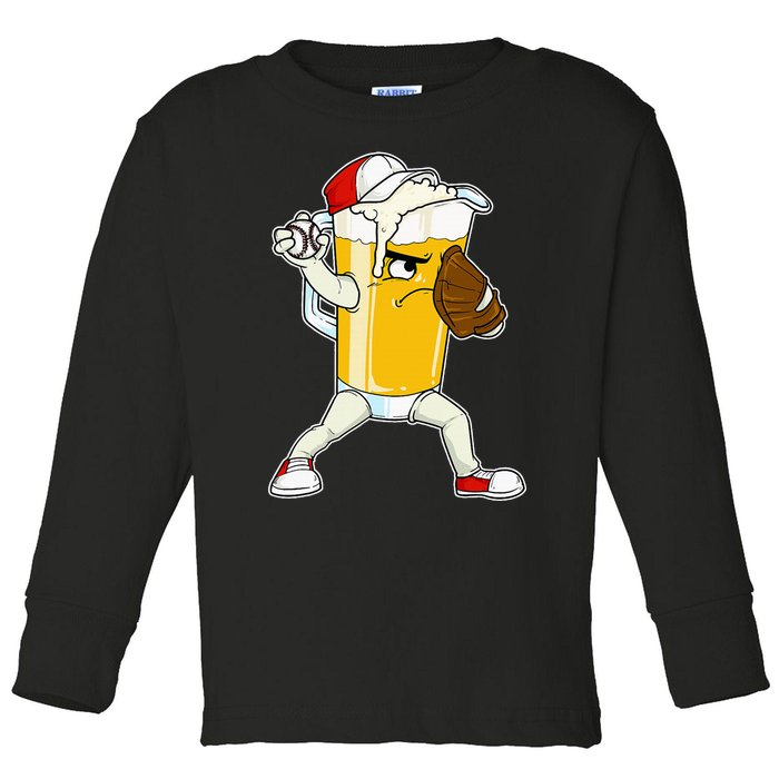 Beer Baseball Pitcher Pub Toddler Long Sleeve Shirt