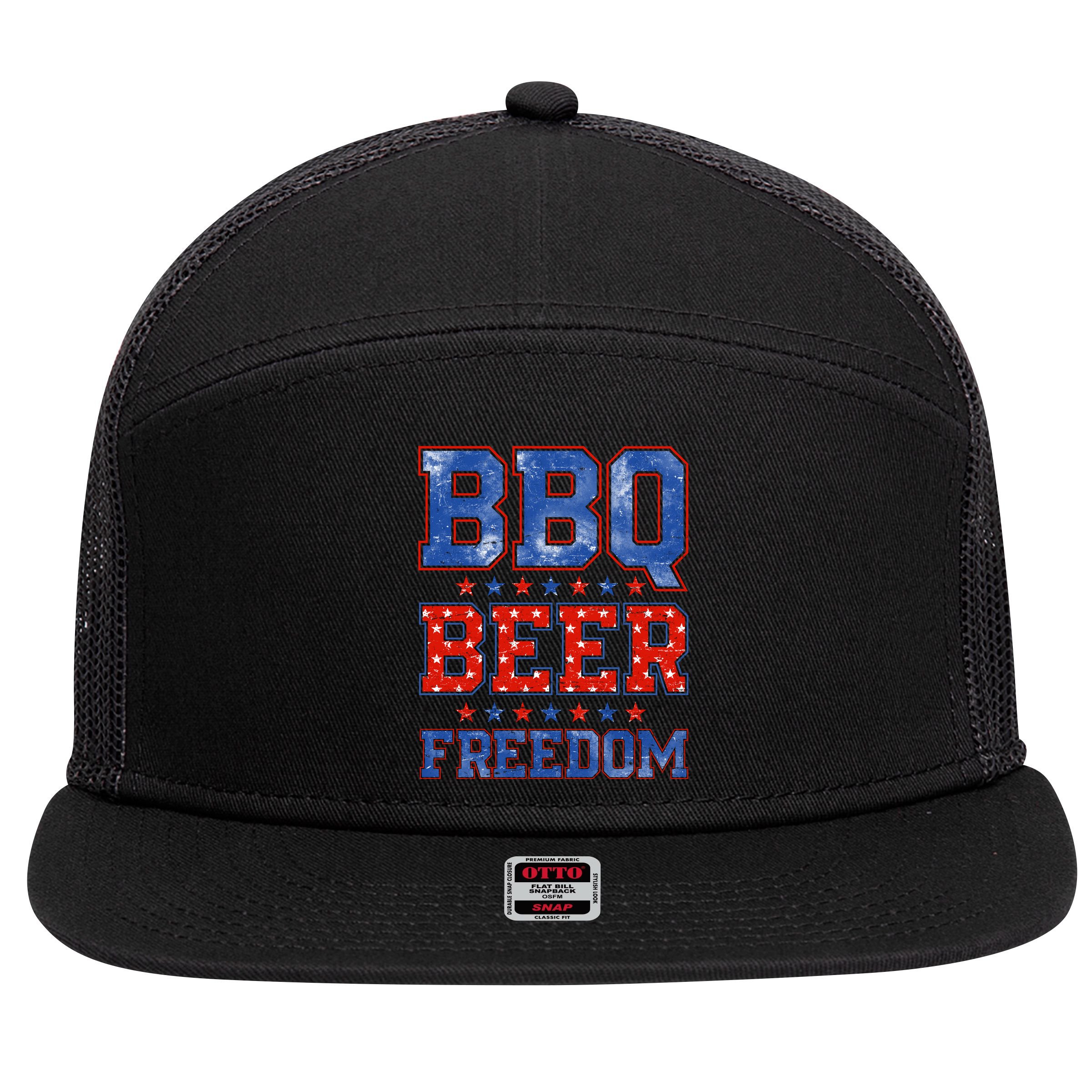 BBQ Beer Freedom 7 Panel Mesh Trucker Snapback Hat