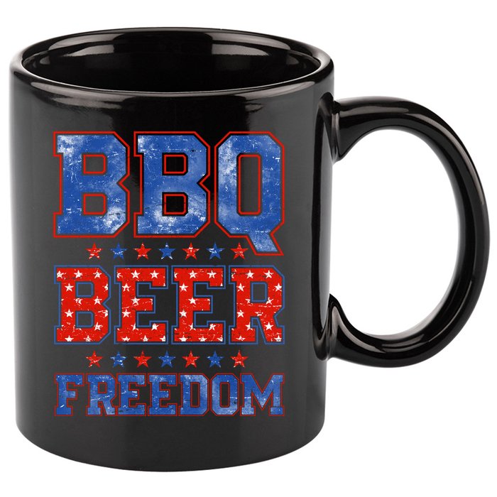 BBQ Beer Freedom 11oz C Handle Ceramic Mug