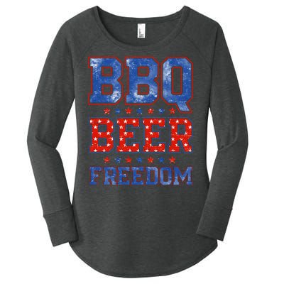 BBQ Beer Freedom Women's Perfect Tri Tunic Long Sleeve Shirt