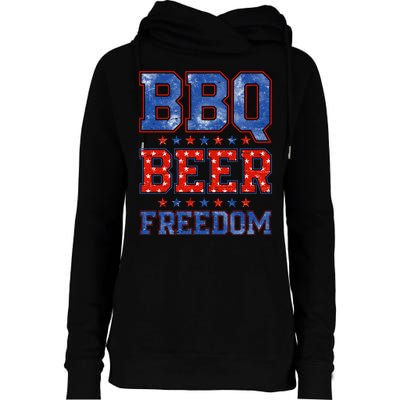 BBQ Beer Freedom Womens Funnel Neck Pullover Hood