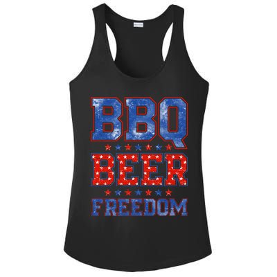 BBQ Beer Freedom Ladies PosiCharge Competitor Racerback Tank