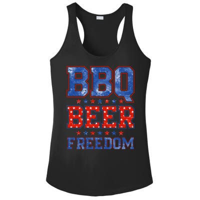 BBQ Beer Freedom Ladies PosiCharge Competitor Racerback Tank