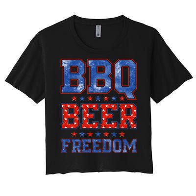 BBQ Beer Freedom Women's Crop Top Tee