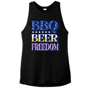 BBQ Beer Freedom Patriotic Ladies PosiCharge Tri-Blend Wicking Tank