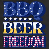 BBQ Beer Freedom Patriotic 7 Panel Mesh Trucker Snapback Hat