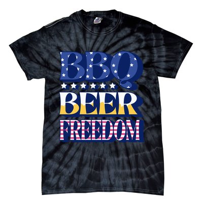 BBQ Beer Freedom Patriotic Tie-Dye T-Shirt