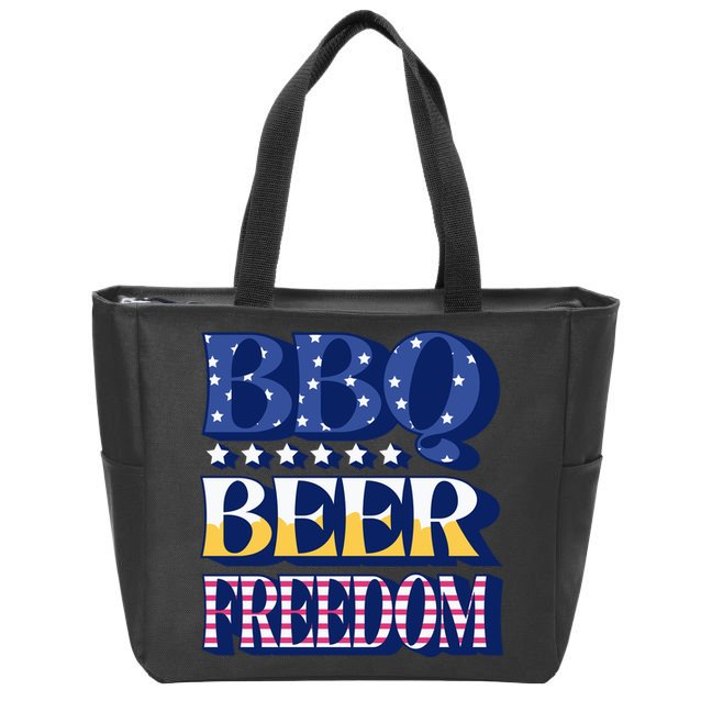 BBQ Beer Freedom Patriotic Zip Tote Bag
