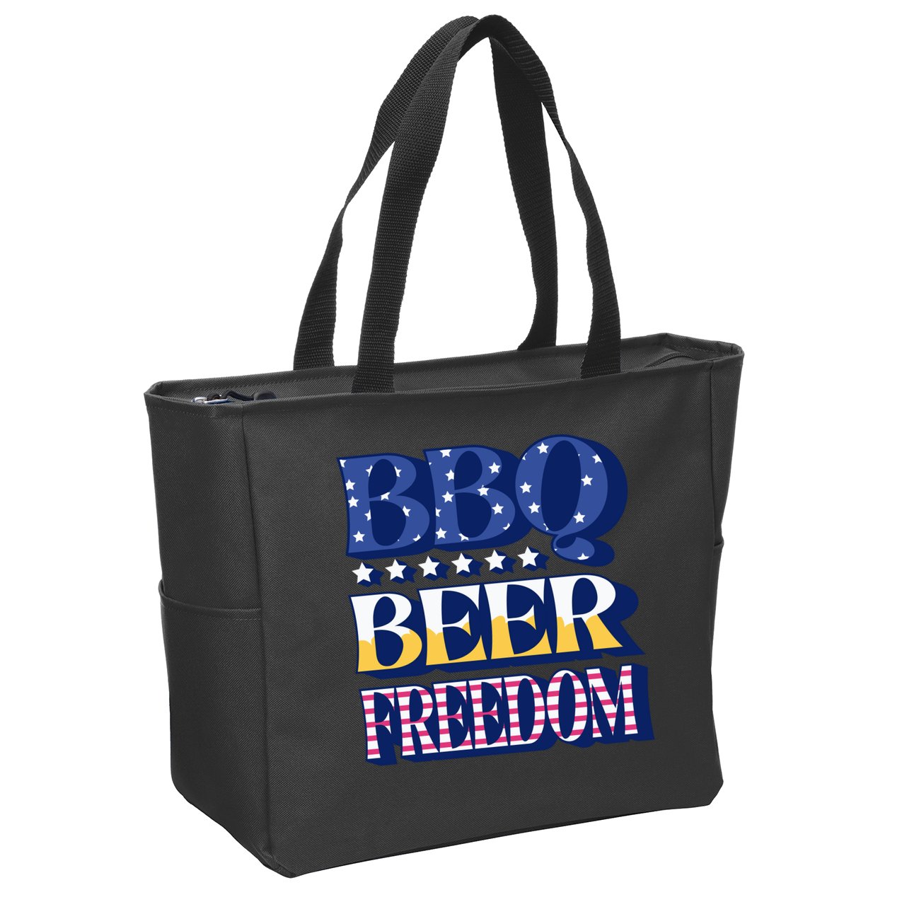 BBQ Beer Freedom Patriotic Zip Tote Bag