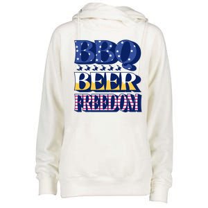 BBQ Beer Freedom Patriotic Womens Funnel Neck Pullover Hood