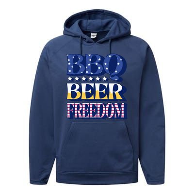 BBQ Beer Freedom Patriotic Performance Fleece Hoodie