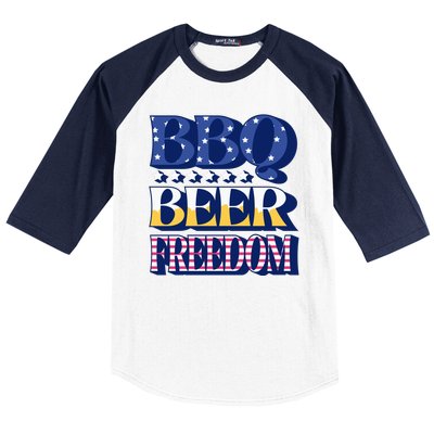 BBQ Beer Freedom Patriotic Baseball Sleeve Shirt